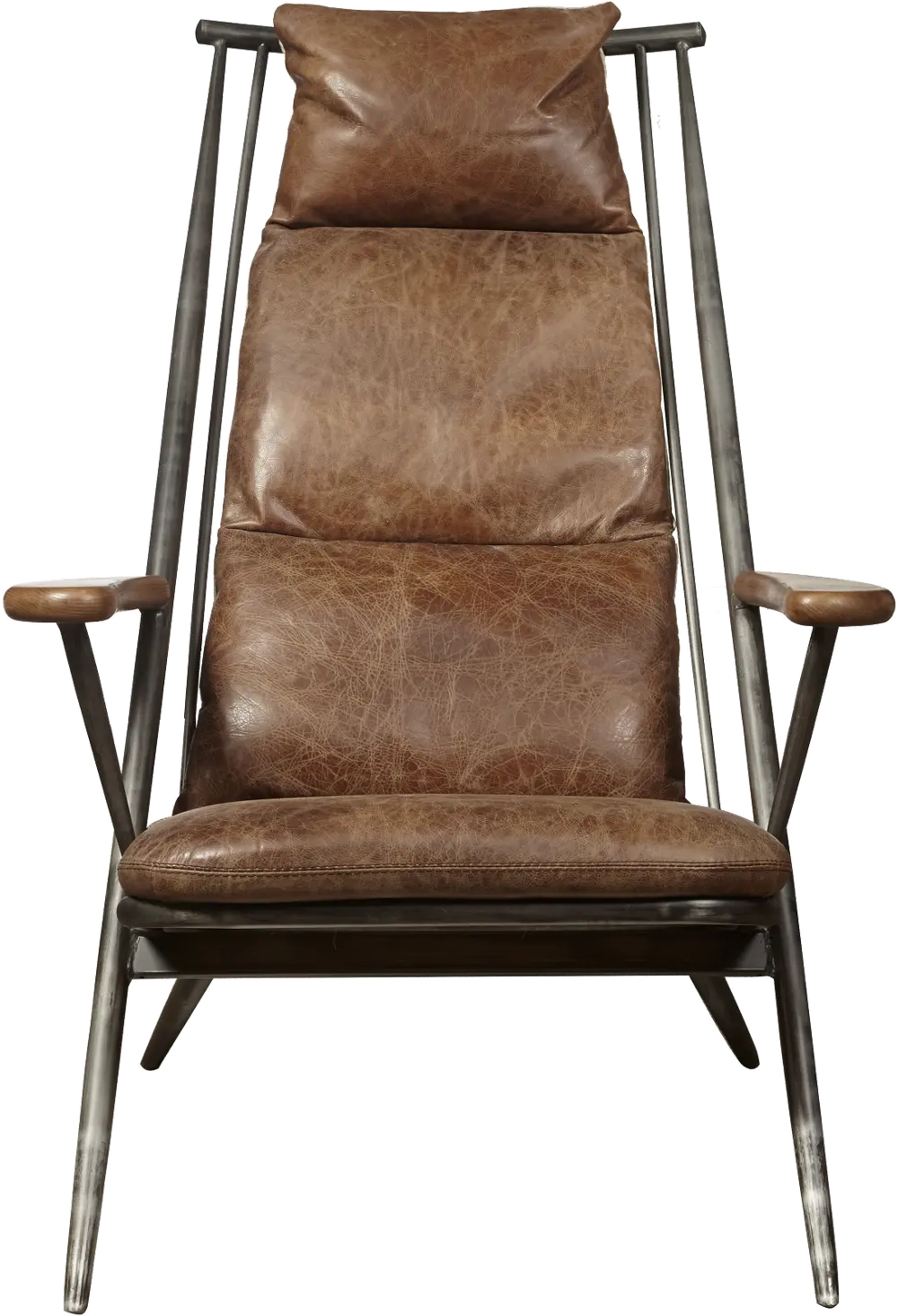 Modern Eclectic Brown Leather Accent Chair-1