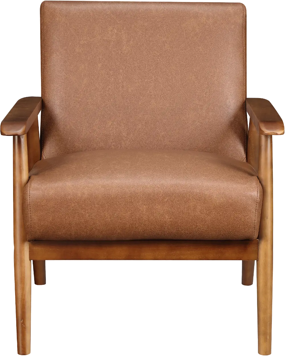 Modern Eclectic Cognac Brown Accent Chair-1