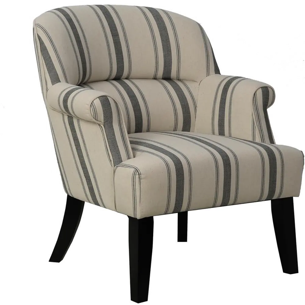 Oatmeal and Blue-Gray Upholstered Rolled Arm Accent Chair-1