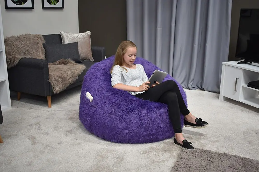 Iron Cloud Purple Fur Inflatable Chair - Galaxy-1