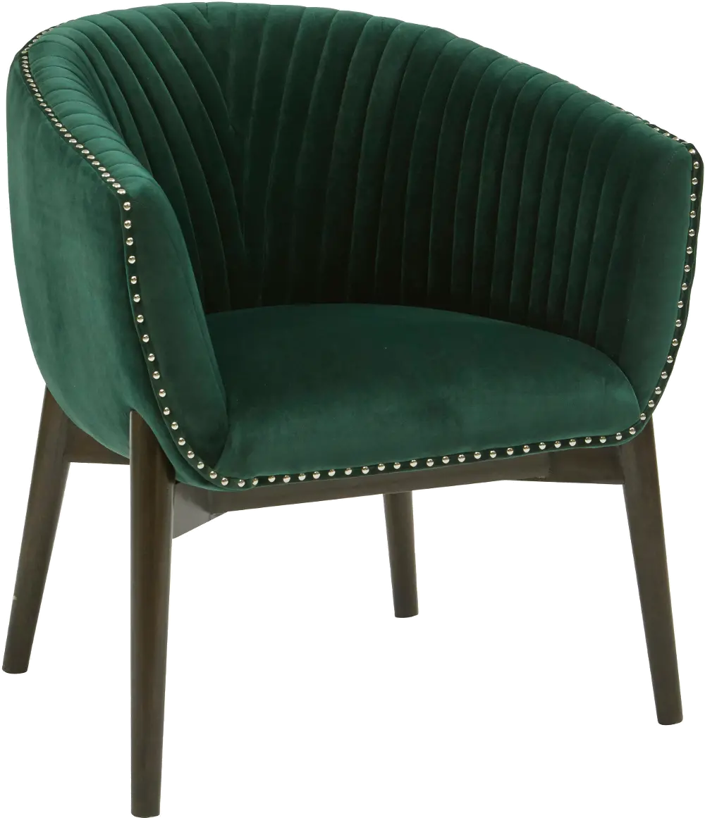 Emerald Green Channel Back Club Accent Chair - Modern Eclectic-1