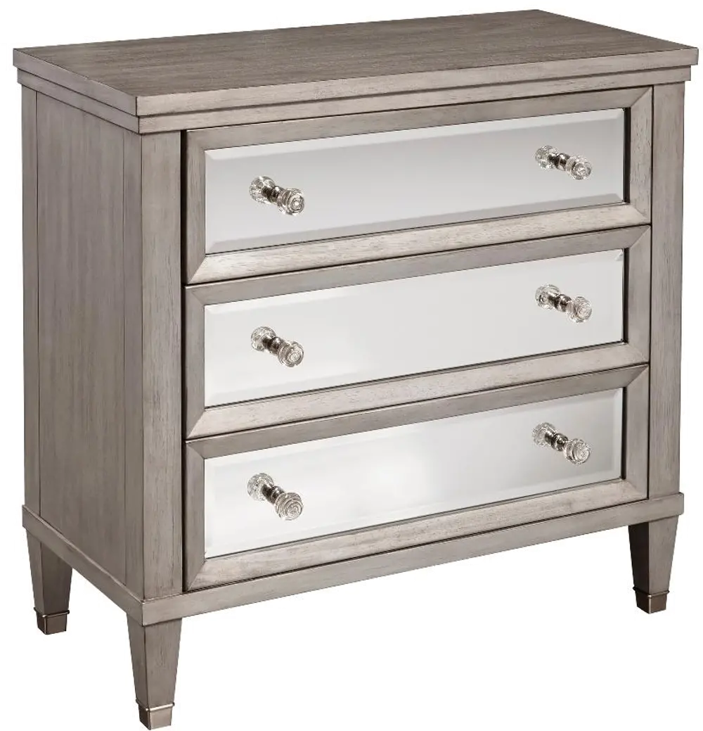 Modern Silver and Mirrored Three Drawer Chest - Modern Eclectic-1
