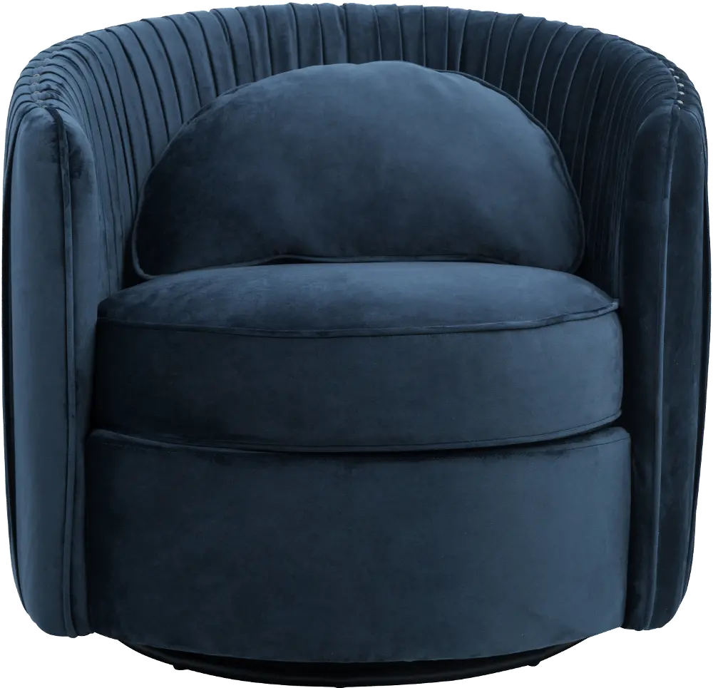 Modern Blue Velvet Swivel Accent Chair - Modern Eclectic-1