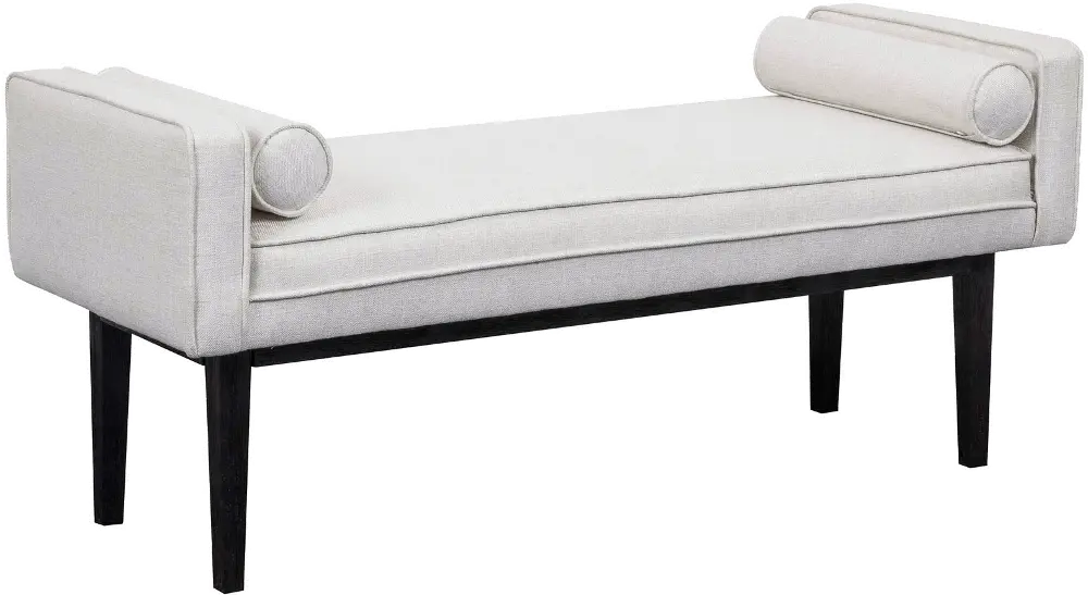 Modern Eclectic Natural Off-White Upholstered Bed Bench-1