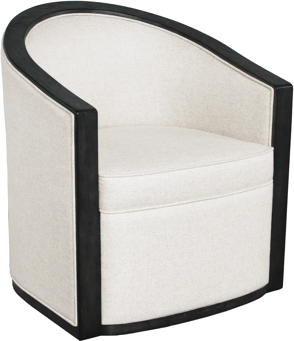 Linen-Like Barrel Accent Chair with Wood Frame - Modern Eclectic-1