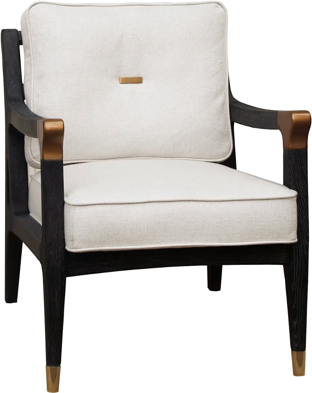 Upholstered White Accent Chair with Black Wooden Frame - Modern Eclectic-1