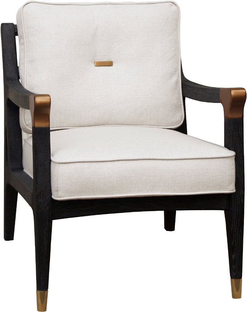 Upholstered White Accent Chair With Black Wooden Frame Modern Eclectic Rc Willey Furniture Store