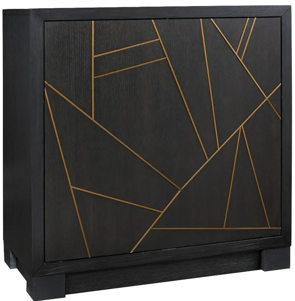 Modern Ebony Black Bar Cabinet with Revolving Door - Modern Eclectic-1