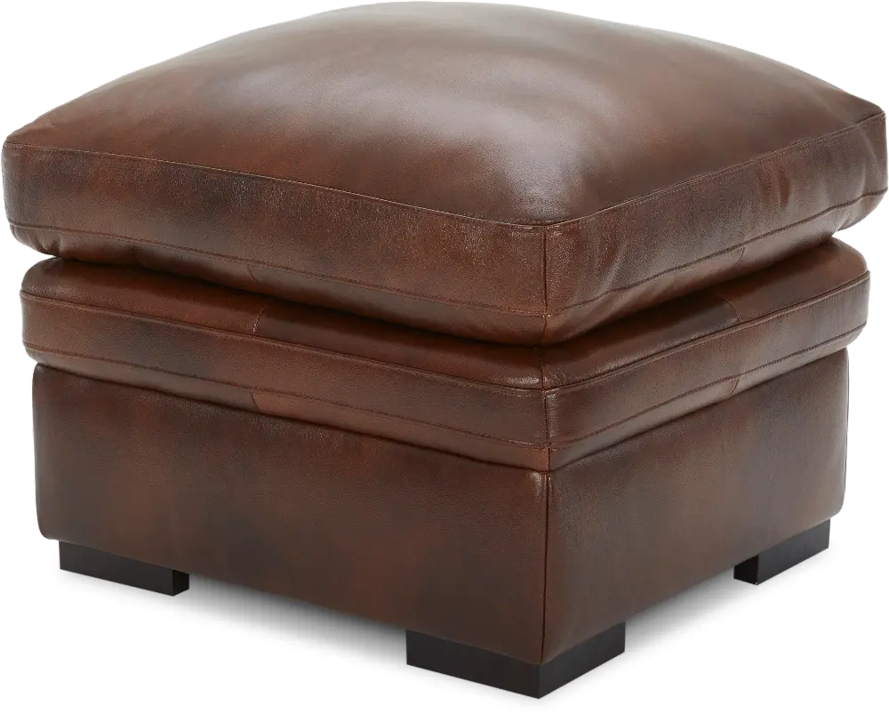 Chesapeake Cognac Brown Leather Ottoman-1