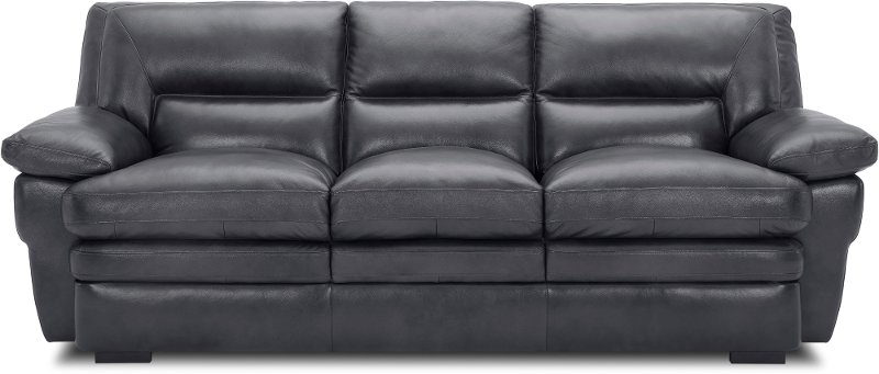Chesapeake Contemporary Charcoal Gray, Black And Gray Leather Sofa