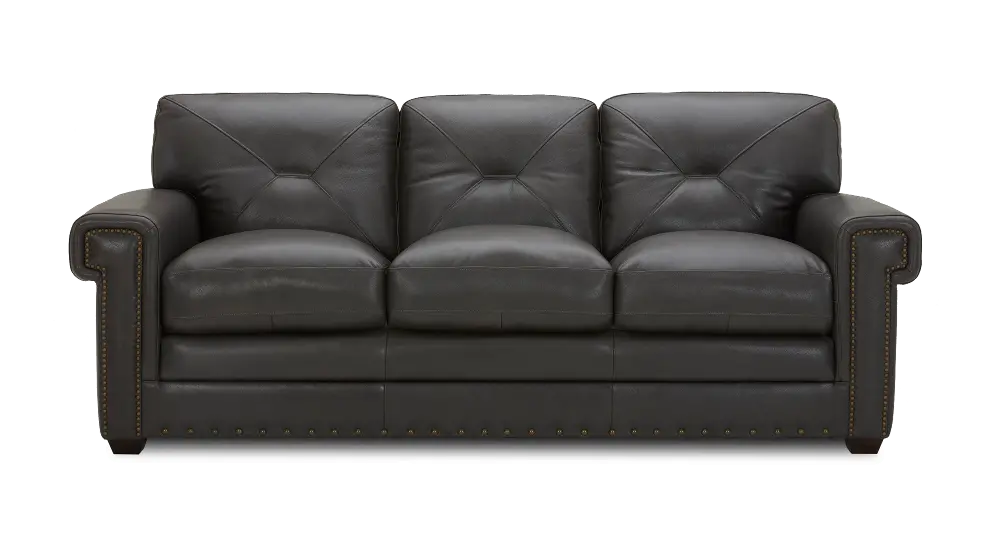 Derrick Charcoal Gray Leather Sofa-1