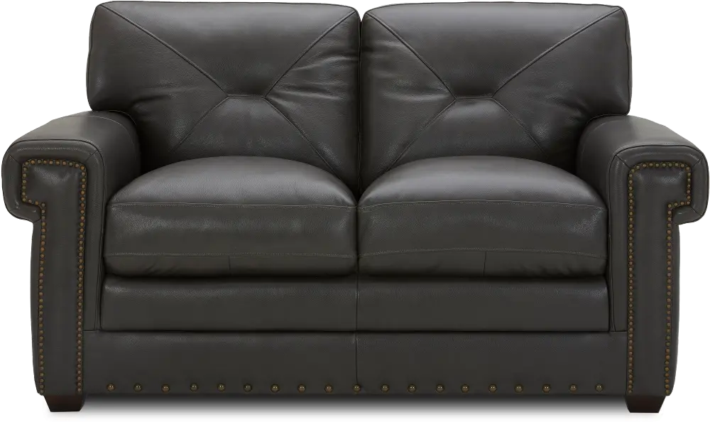 Derrick Charcoal Gray Leather Loveseat-1