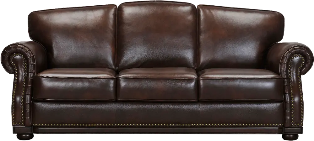 Traditional Tobacco Brown Leather Sofa - Durham-1