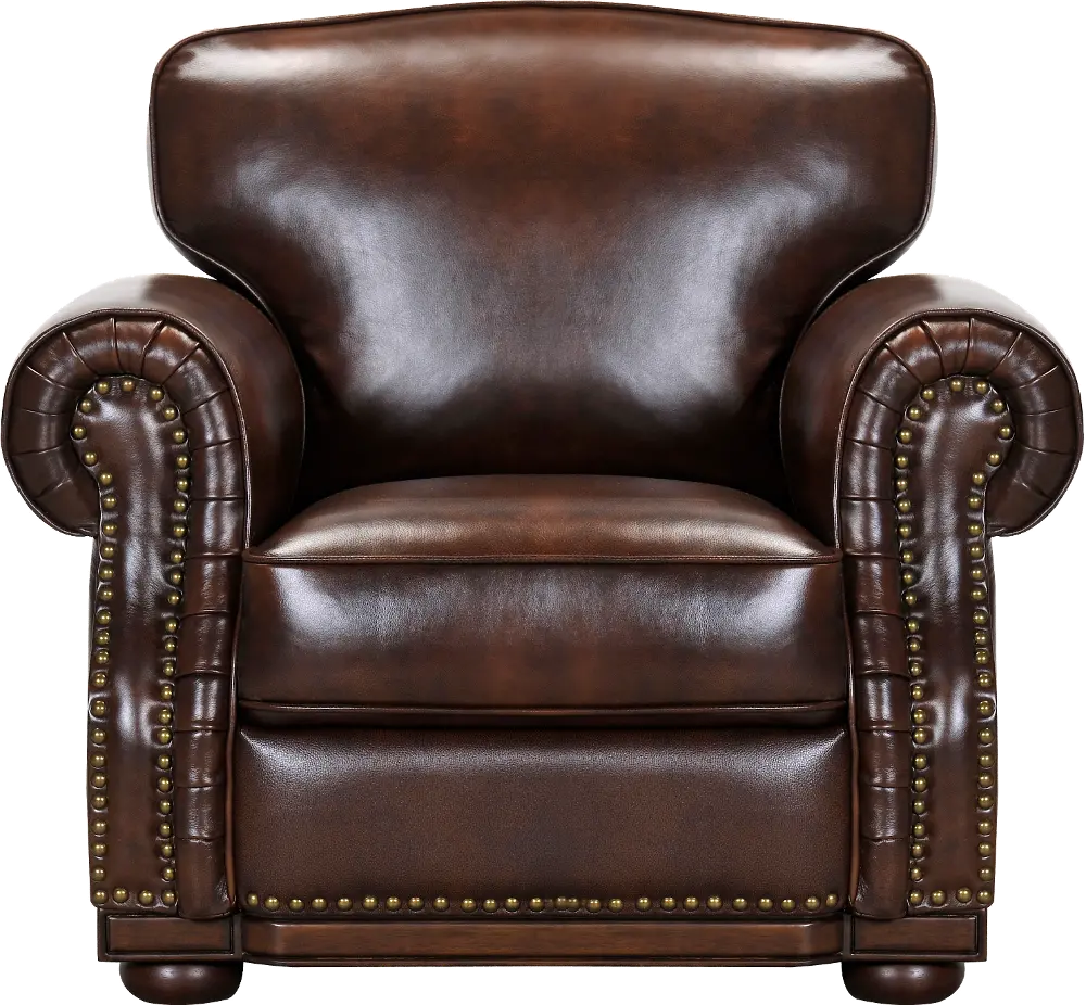 Traditional Tobacco Brown Leather Chair - Durham-1
