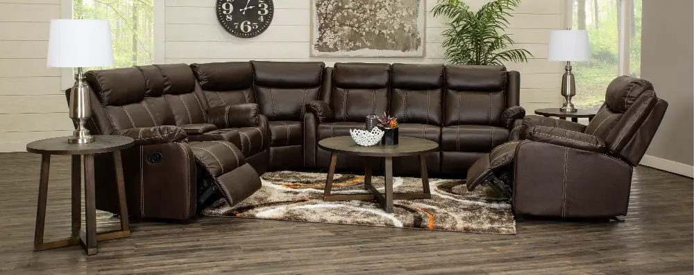 Domino Brown 6 Piece Reclining Sectional-1