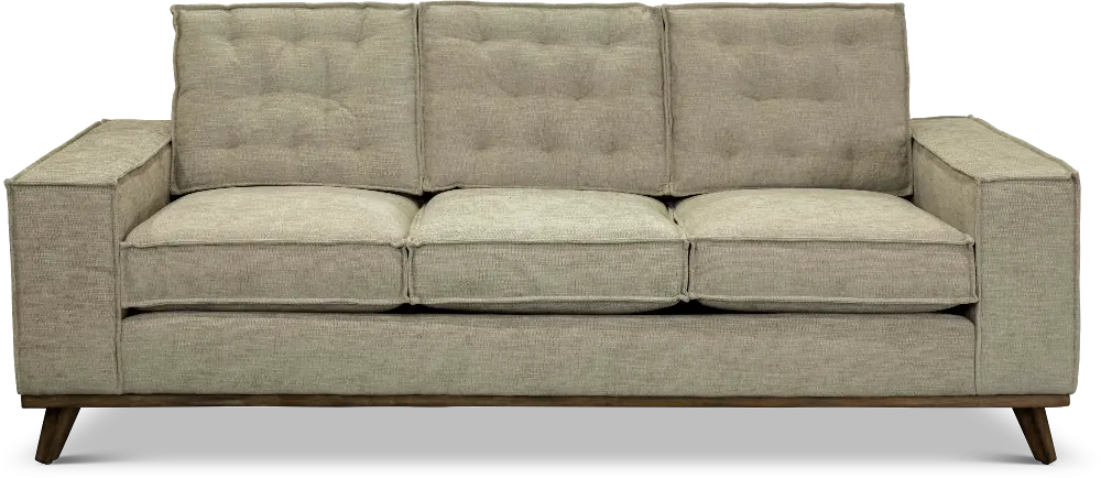 Mid Century Beige Sofa with Squared Arms - Modern Eclectic-1
