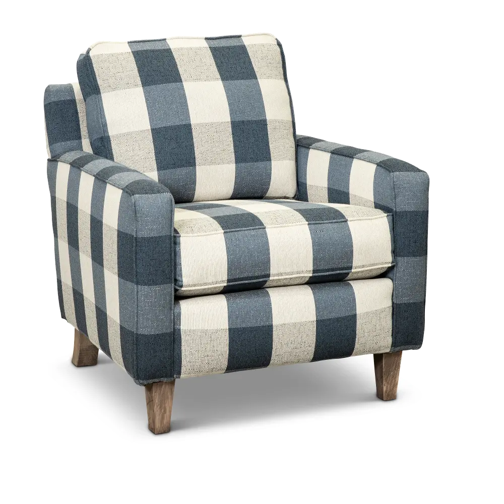 Waco Indigo Blue Gingham Accent Chair-1