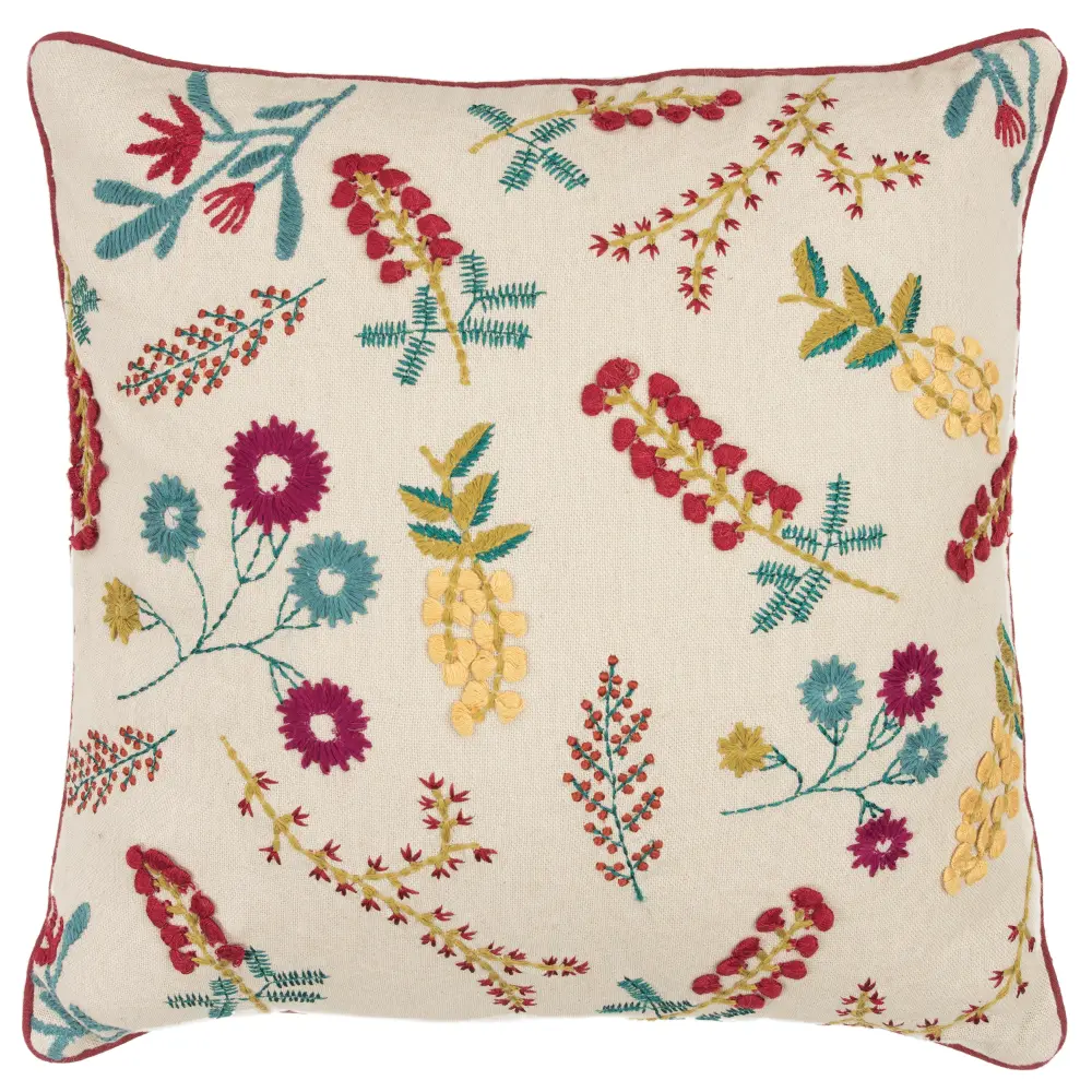 Multi Color Floral Throw Pillow-1