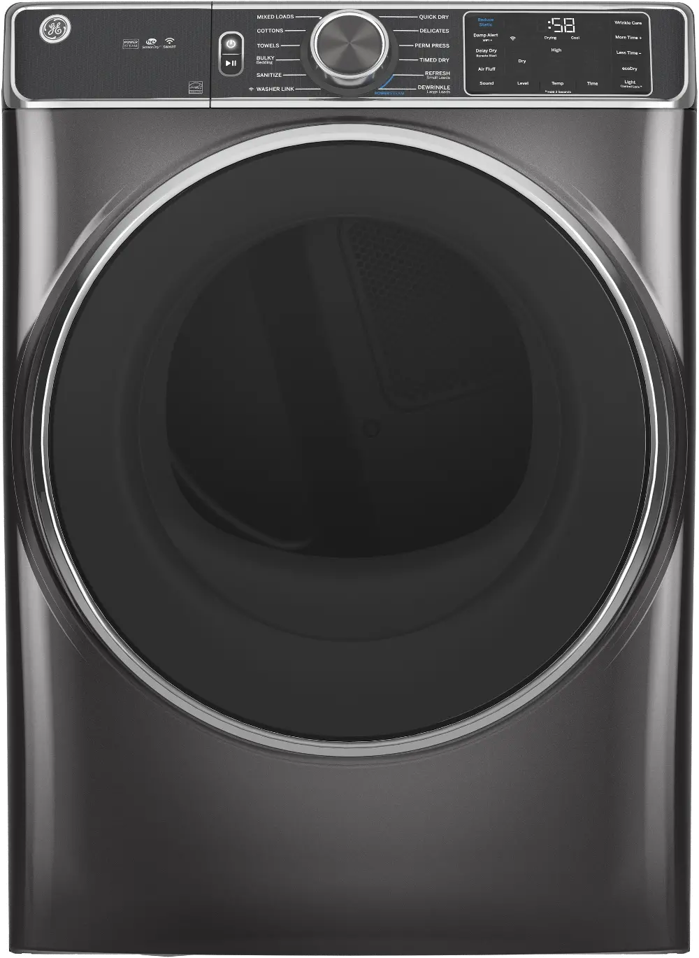 GFD85ESPNDG GE Smart Electric Dryer with Steam - Diamond Gray 7.8 cu. ft.-1