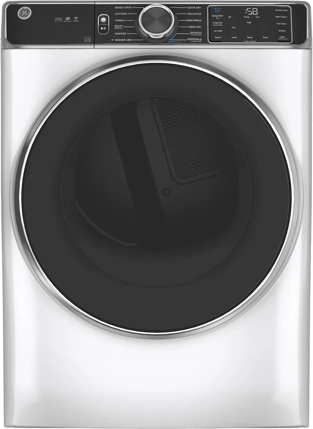 GFD85ESSNWW GE Smart Electric Dryer with Steam - 7.8 cu. ft.  White-1