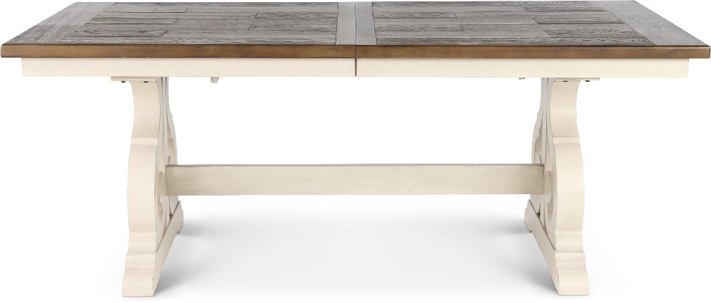 Drake White and Brown Trestle Dining Room Table