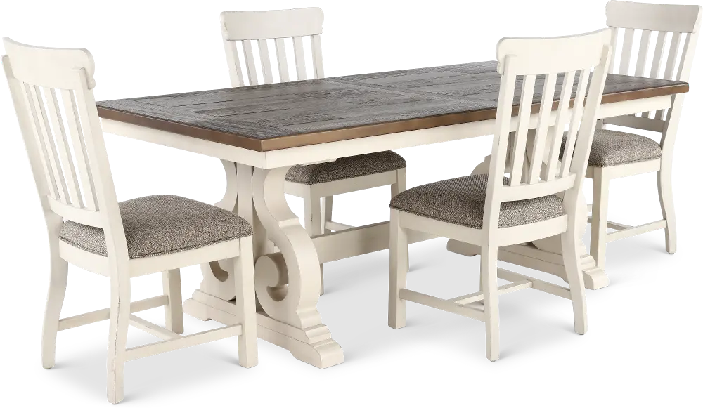 Drake White and Brown 5 Piece Dining Set-1
