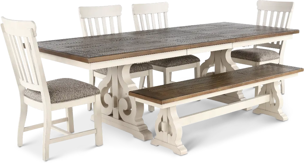 Drake White and Brown 6 Piece Dining Set-1