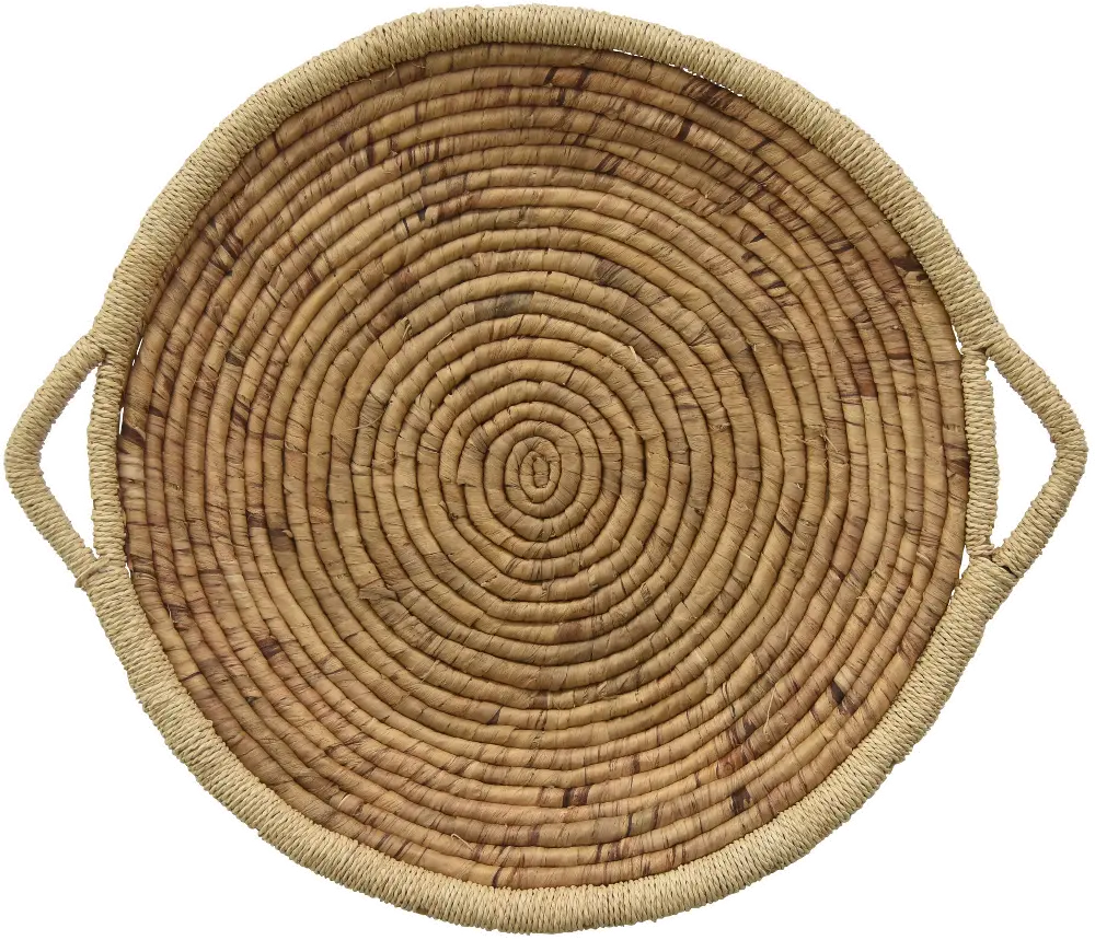 24 Inch Round Water Hyacinth Tray with Handles-1