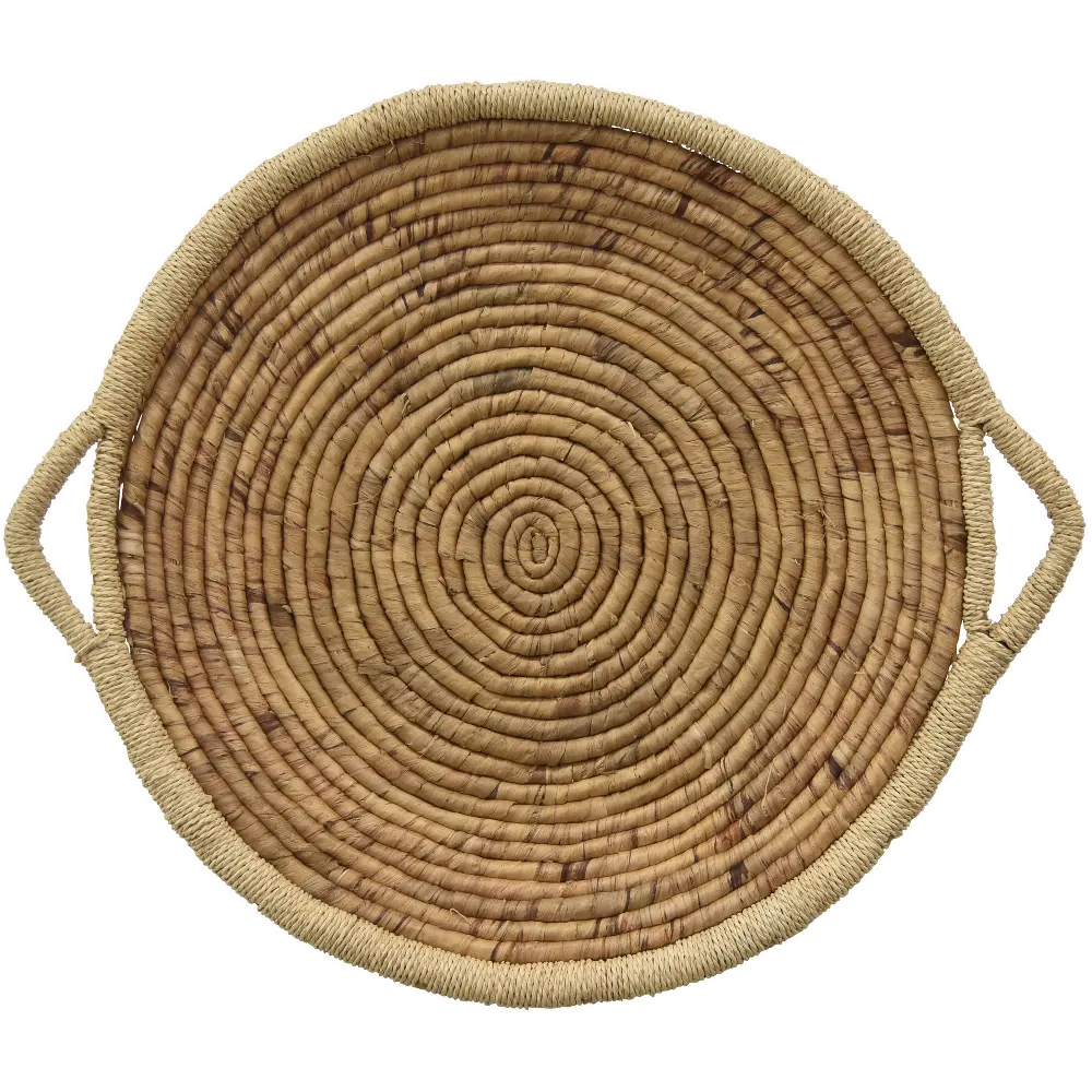 24 Inch Round Water Hyacinth Tray with Handles-1
