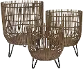 22 Inch Brown Wood and Metal Storage Basket
