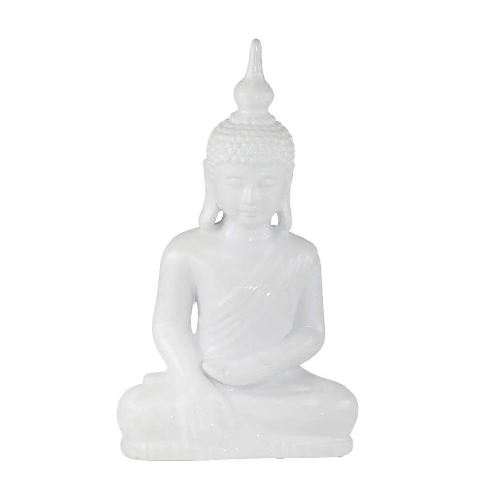 White Ceramic Buddha Sculpture-1