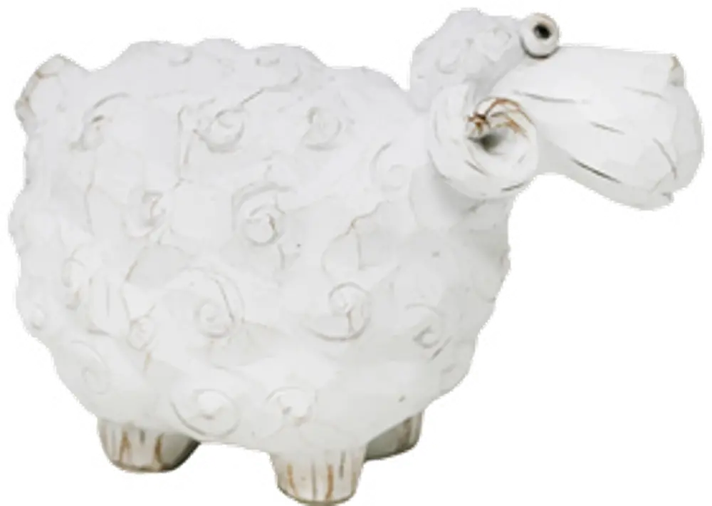 6 Inch White Carved Sheep Sculpture-1