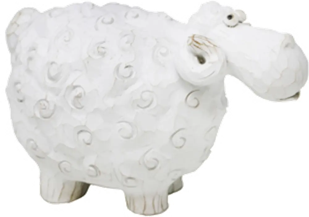 7 Inch White Carved Sheep Sculpture-1