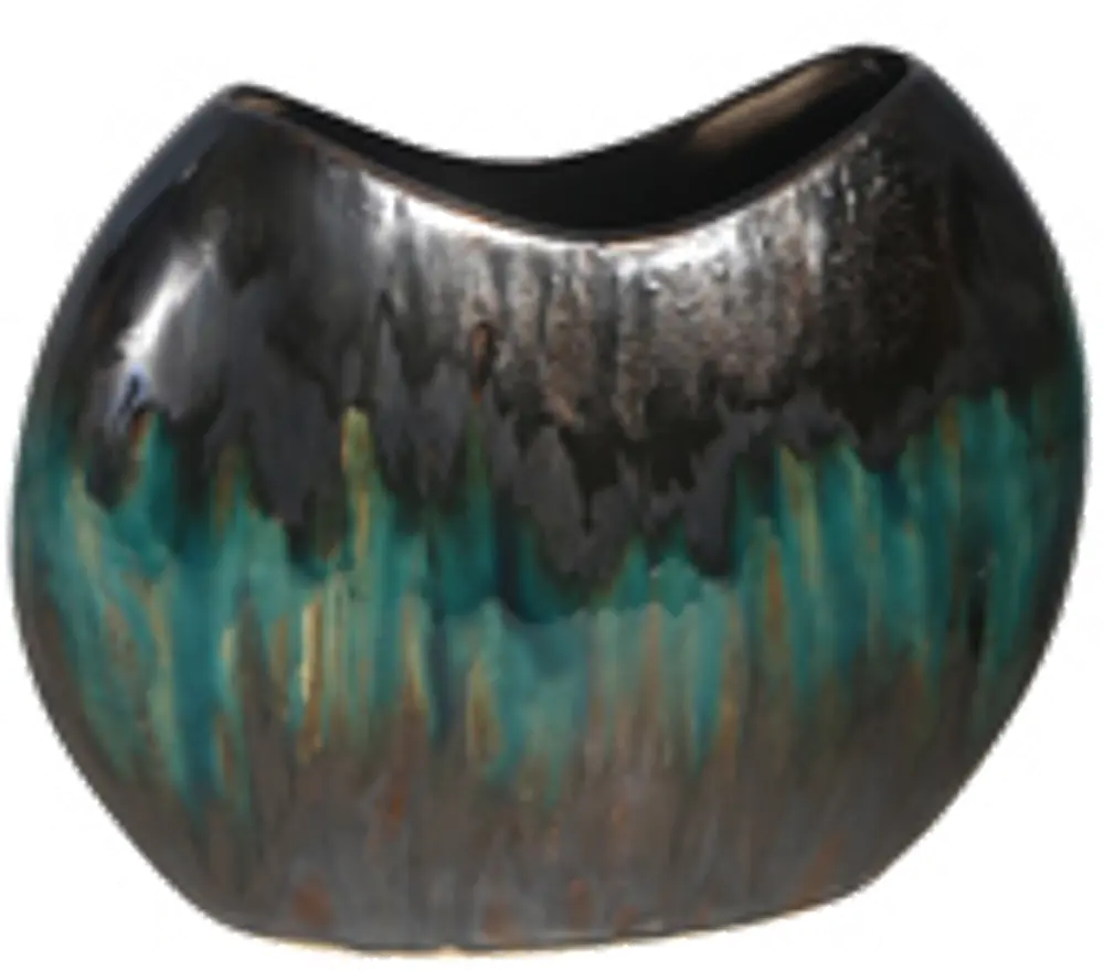 9 Inch Green and Multi Color Ceramic Vase-1
