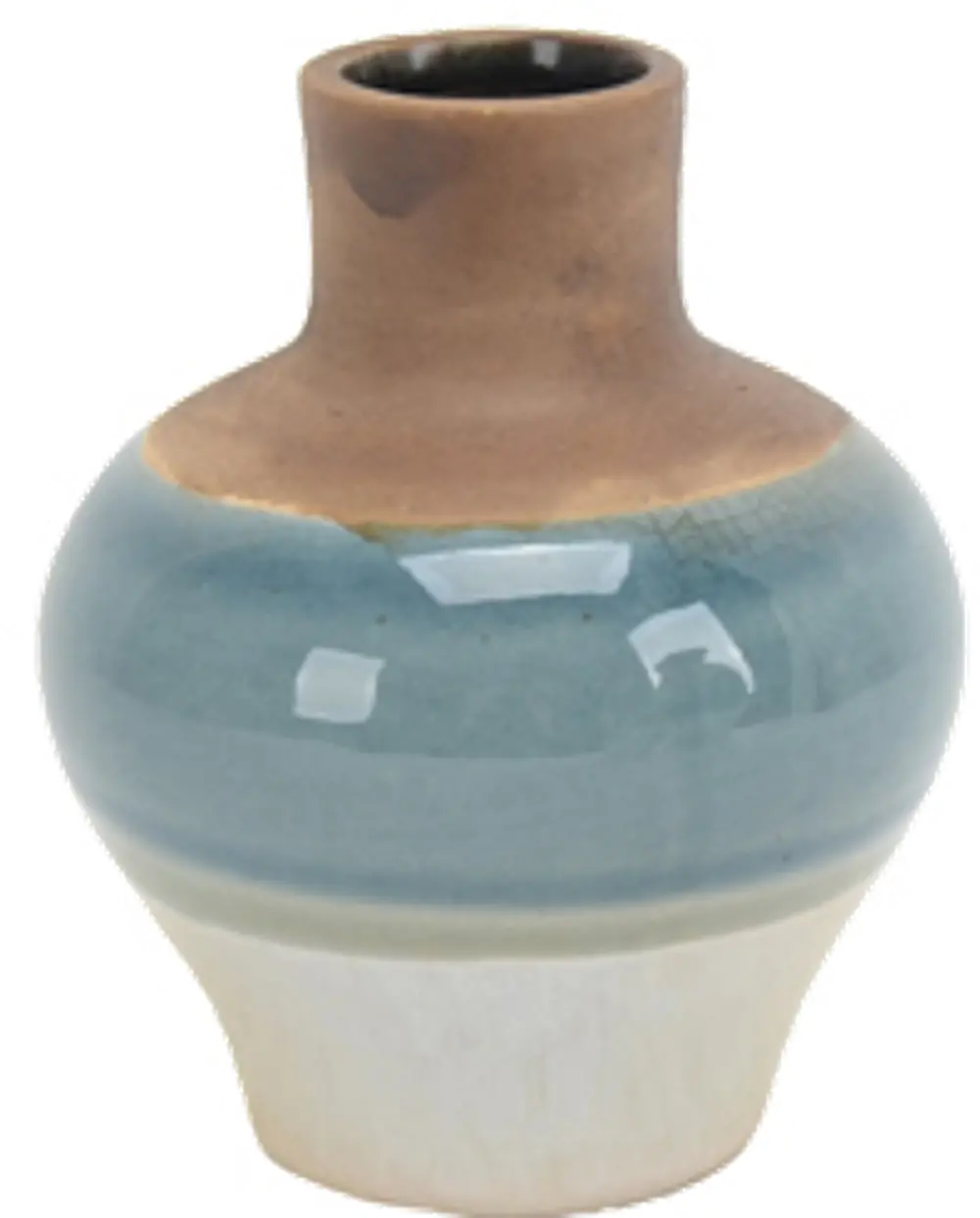 6 Inch White, Blue and Beige Vase-1