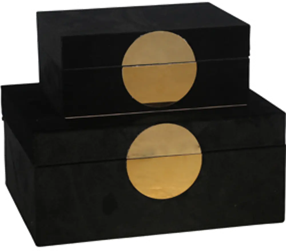 9 Inch Black and Gold Velveteen Jewelry Box-1