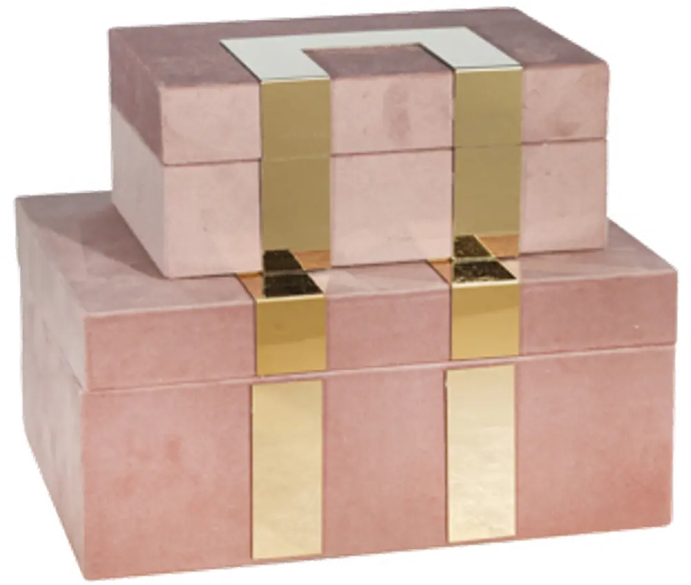 9 Inch Blush Pink and Gold Velveteen Jewelry Box-1