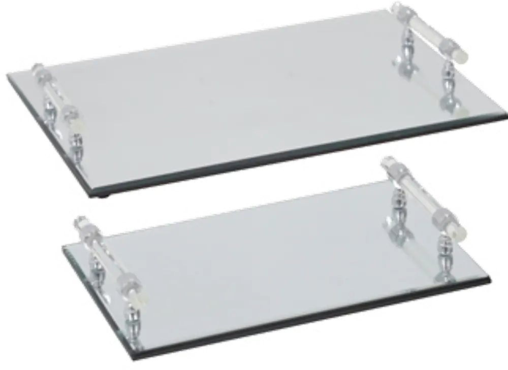 20 Inch Rectangle Mirrored Tray with Handles-1