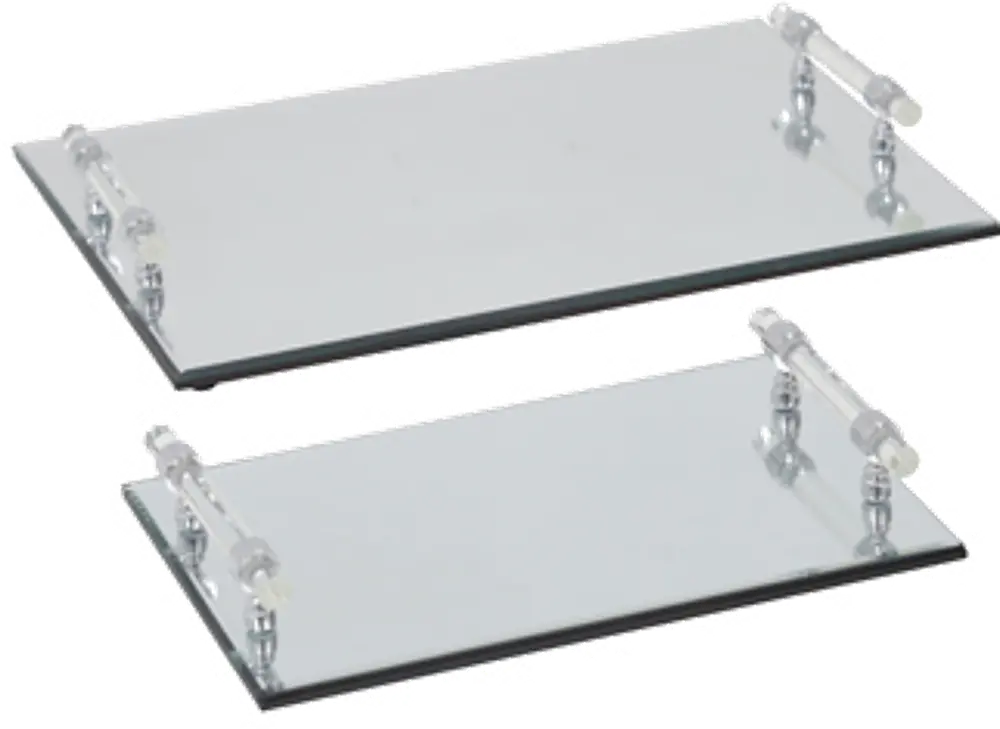 12  Rectangle Mirrored Tray with Handles-1