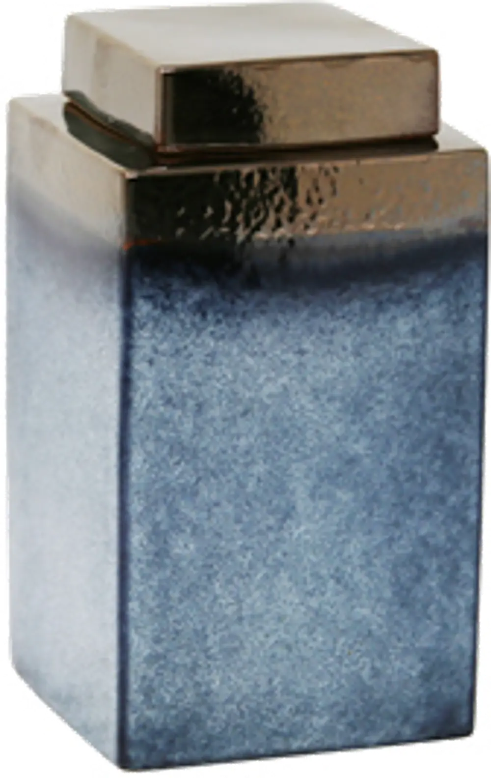 8 Inch Square Blue and Bronze Jar-1