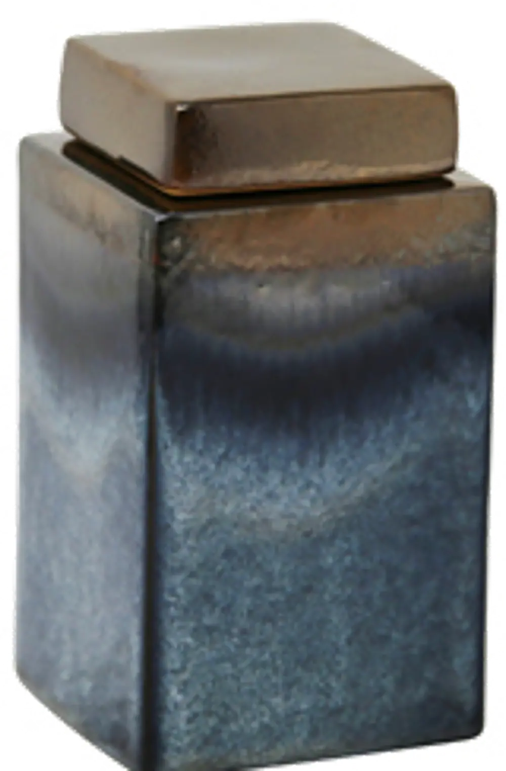 7 Inch Square Blue and Bronze Jar-1