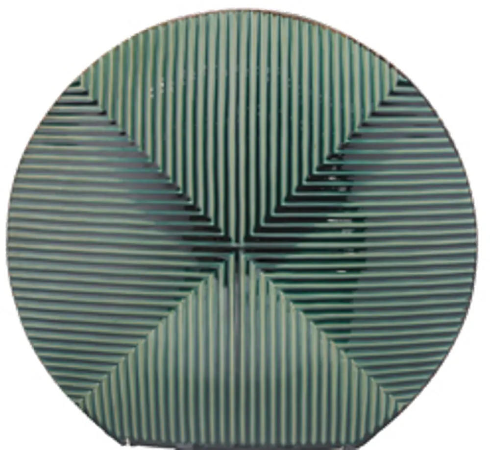 14 Inch Round and Flat Green Ceramic Vase-1