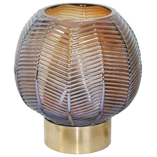 9 Inch Brown and Gold Chevron Patterned Glass Vase-1