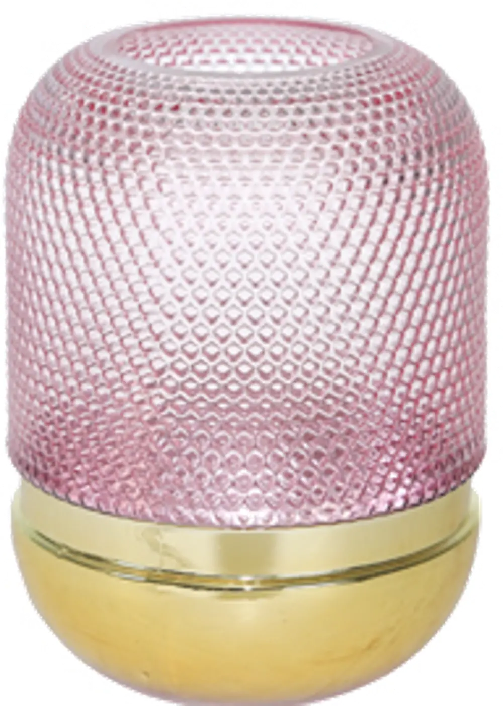 8 Inch Pink and Gold Dotted Glass Vase-1