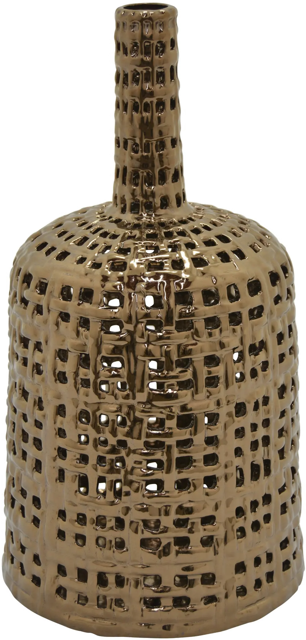 15 Inch Bronze Ceramic Pierced Vase-1