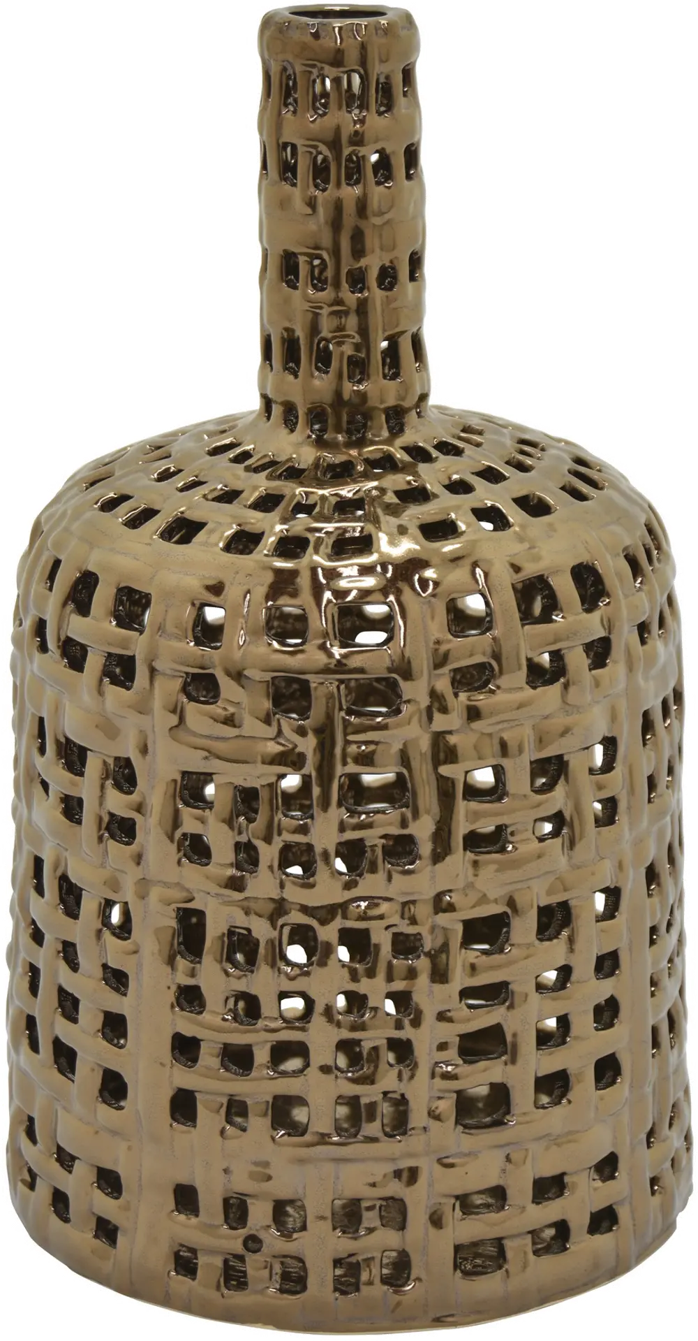12 Inch Bronze Ceramic Pierced Vase-1