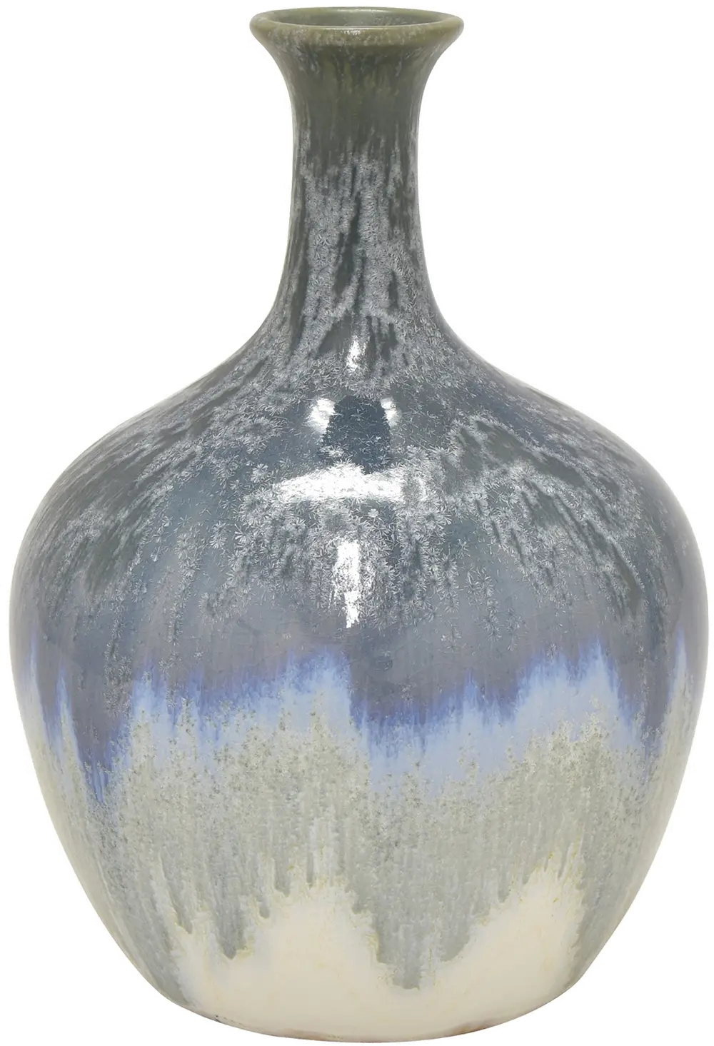 8 Inch Blue Wash Ceramic Long Neck Vase-1