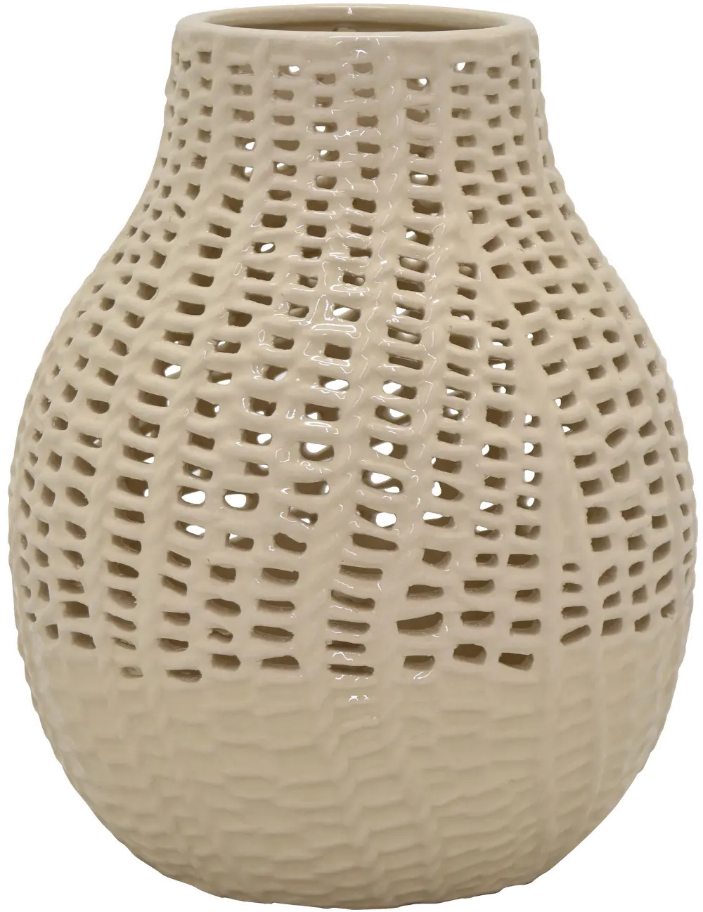 11 Inch Cream Ceramic Vase-1