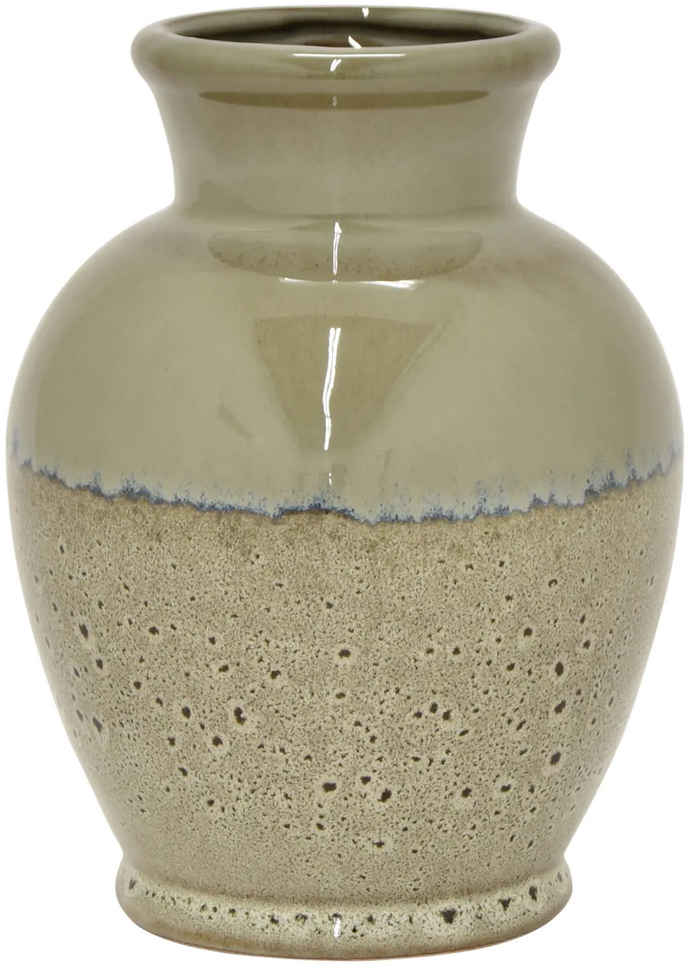 8 Inch Cream and Gray Ceramic Vase-1