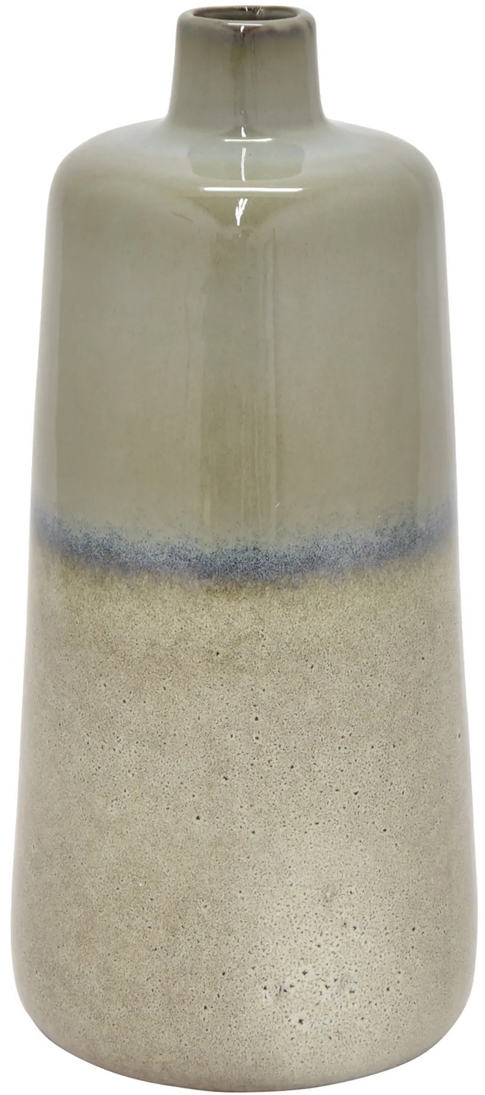 11 Inch Gray and Cream Ceramic Short Neck Vase-1